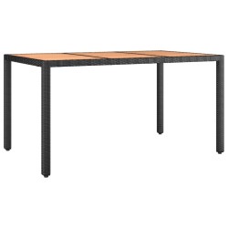 vidaXL Gartentisch mit Holzplatte Schwarz Poly Rattan & Akazienholz