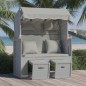 vidaXL Strandkorb mit Kissen Poly Rattan und Massivholz Grau vidaXL Strandkorb mit Kissen Poly Rattan und Massivholz Grau