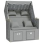 vidaXL Strandkorb mit Kissen Poly Rattan und Massivholz Grau vidaXL Strandkorb mit Kissen Poly Rattan und Massivholz Grau