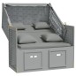 vidaXL Strandkorb mit Kissen Poly Rattan und Massivholz Grau vidaXL Strandkorb mit Kissen Poly Rattan und Massivholz Grau