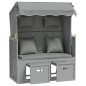vidaXL Strandkorb mit Kissen Poly Rattan und Massivholz Grau vidaXL Strandkorb mit Kissen Poly Rattan und Massivholz Grau