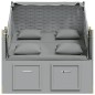 vidaXL Strandkorb mit Kissen Poly Rattan und Massivholz Grau vidaXL Strandkorb mit Kissen Poly Rattan und Massivholz Grau