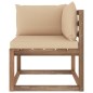 vidaXL Outdoor-Ecksofa Paletten mit Kissen in Beige vidaXL Outdoor-Ecksofa Paletten mit Kissen in Beige