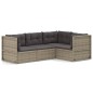 vidaXL 4-tlg. Garten-Lounge-Set mit Kissen Grau Poly Rattan vidaXL 4-tlg. Garten-Lounge-Set mit Kissen Grau Poly Rattan