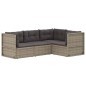 vidaXL 4-tlg. Garten-Lounge-Set mit Kissen Grau Poly Rattan vidaXL 4-tlg. Garten-Lounge-Set mit Kissen Grau Poly Rattan