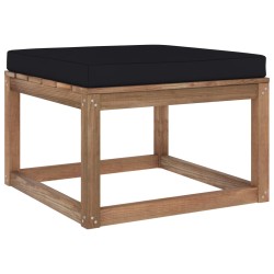 vidaXL Outdoor-Fußhocker mit Kissen in Schwarz
