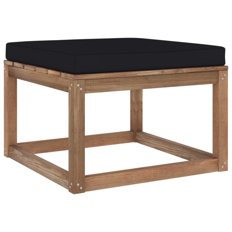 vidaXL Outdoor-Fußhocker mit Kissen in Schwarz vidaXL Outdoor-Fußhocker mit Kissen in Schwarz