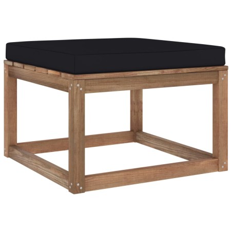 vidaXL Outdoor-Fußhocker mit Kissen in Schwarz