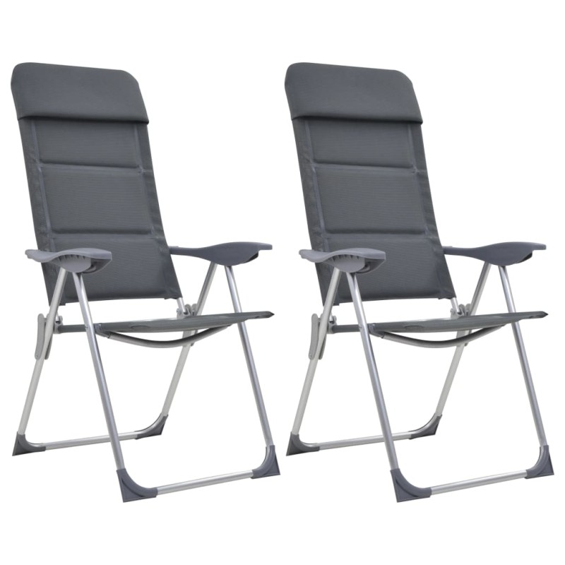 Campingstuhl 2 Stk. Grau 58 x 69 x 111 cm Aluminium Campingstuhl 2 Stk. Grau 58 x 69 x 111 cm Aluminium