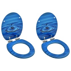 vidaXL Toilettensitze Soft-Close-Deckel 2 Stk. MDF Blau Wassertropfen