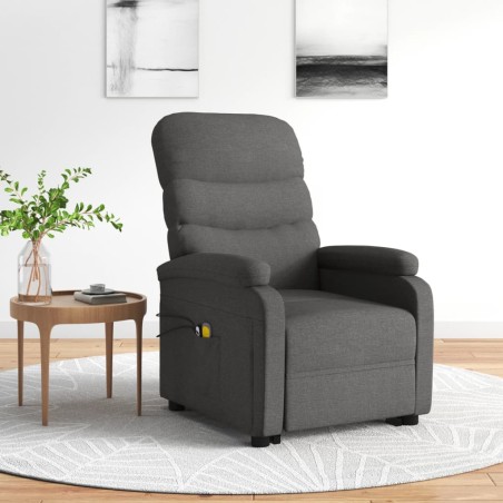vidaXL Massagesessel mit Aufstehhilfe Dunkelgrau Stoff