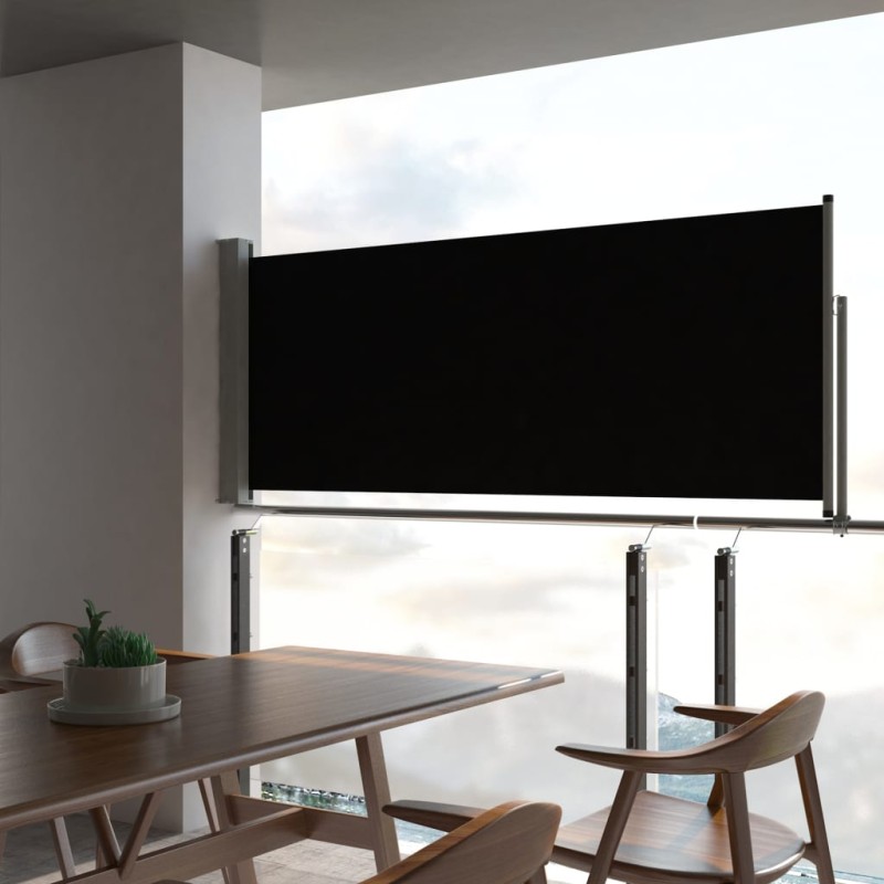 vidaXL Ausziehbare Seitenmarkise 100 x 300 cm Schwarz vidaXL Ausziehbare Seitenmarkise 100 x 300 cm Schwarz
