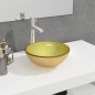 vidaXL Waschbecken Hartglas 30x12 cm Golden vidaXL Waschbecken Hartglas 30x12 cm Golden