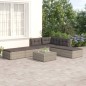 vidaXL 6-tlg. Garten-Lounge-Set mit Kissen Grau Poly Rattan vidaXL 6-tlg. Garten-Lounge-Set mit Kissen Grau Poly Rattan