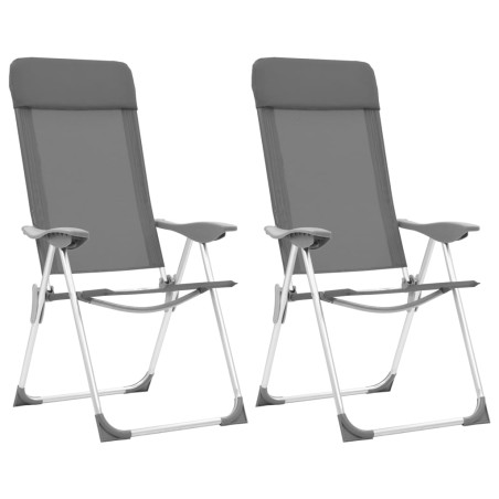 Klappbare Campingstühle 2 Stk. Grau Aluminium