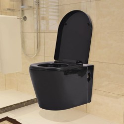 vidaXL Hänge-Toilette mit Unterputzspülkasten Keramik Schwarz