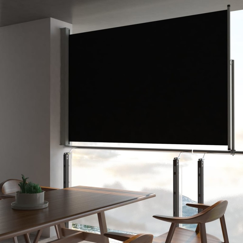 vidaXL Ausziehbare Seitenmarkise 160x300 cm Schwarz vidaXL Ausziehbare Seitenmarkise 160x300 cm Schwarz