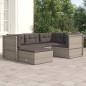 vidaXL 5-tlg. Garten-Lounge-Set mit Kissen Grau Poly Rattan vidaXL 5-tlg. Garten-Lounge-Set mit Kissen Grau Poly Rattan