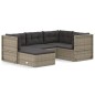 vidaXL 5-tlg. Garten-Lounge-Set mit Kissen Grau Poly Rattan vidaXL 5-tlg. Garten-Lounge-Set mit Kissen Grau Poly Rattan