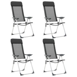 vidaXL Klappbare Campingstühle 4 Stk. Aluminium Schwarz 