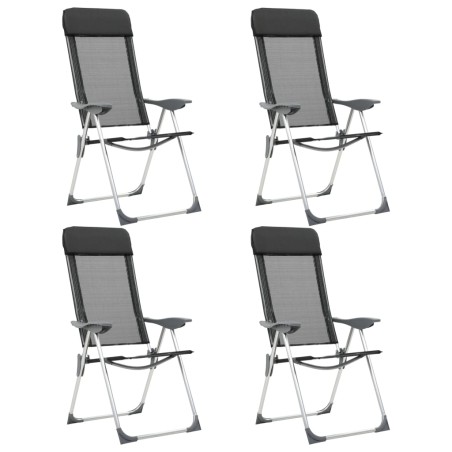 vidaXL Klappbare Campingstühle 4 Stk. Aluminium Schwarz 