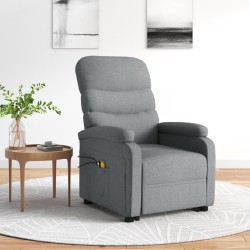 vidaXL Massagesessel mit Aufstehhilfe Hellgrau Stoff