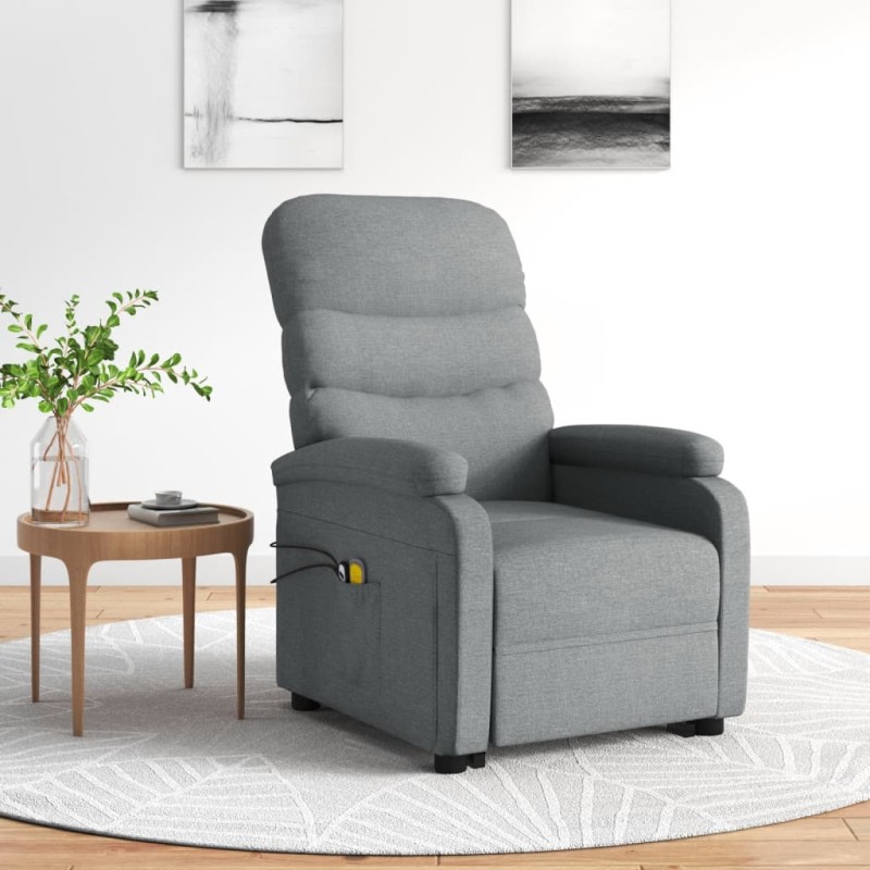vidaXL Massagesessel mit Aufstehhilfe Hellgrau Stoff vidaXL Massagesessel mit Aufstehhilfe Hellgrau Stoff