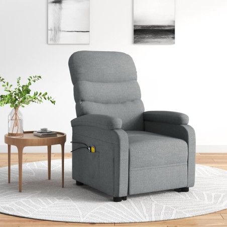 vidaXL Massagesessel mit Aufstehhilfe Hellgrau Stoff