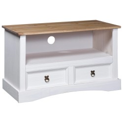 vidaXL TV-Schrank Mexiko-Stil Kiefernholz Weiß 91x43x56 cm
