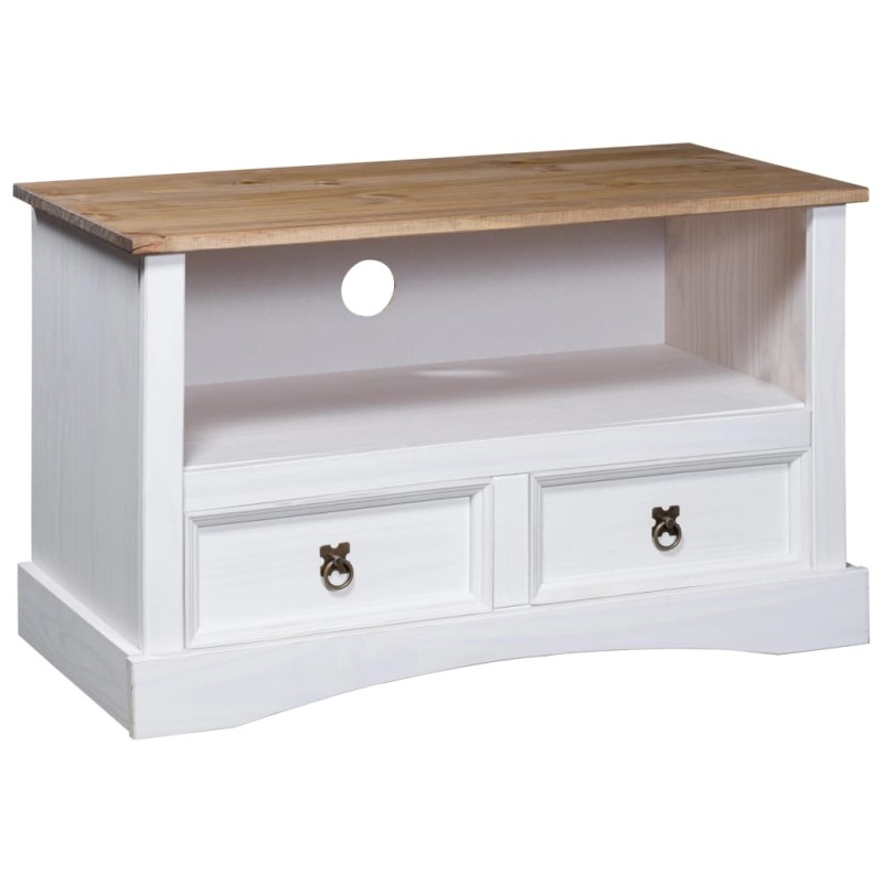 vidaXL TV-Schrank Mexiko-Stil Kiefernholz Weiß 91x43x56 cm vidaXL TV-Schrank Mexiko-Stil Kiefernholz Weiß 91x43x56 cm