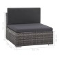 6-tlg. Garten-Lounge-Set mit Auflagen Poly Rattan Grau 6-tlg. Garten-Lounge-Set mit Auflagen Poly Rattan Grau