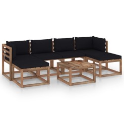 vidaXL 7-tlg. Garten-Lounge-Set aus Paletten mit Kissen Kiefernholz