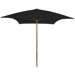 vidaXL Sonnenschirm mit Holzmast Schwarz 200x300 cm