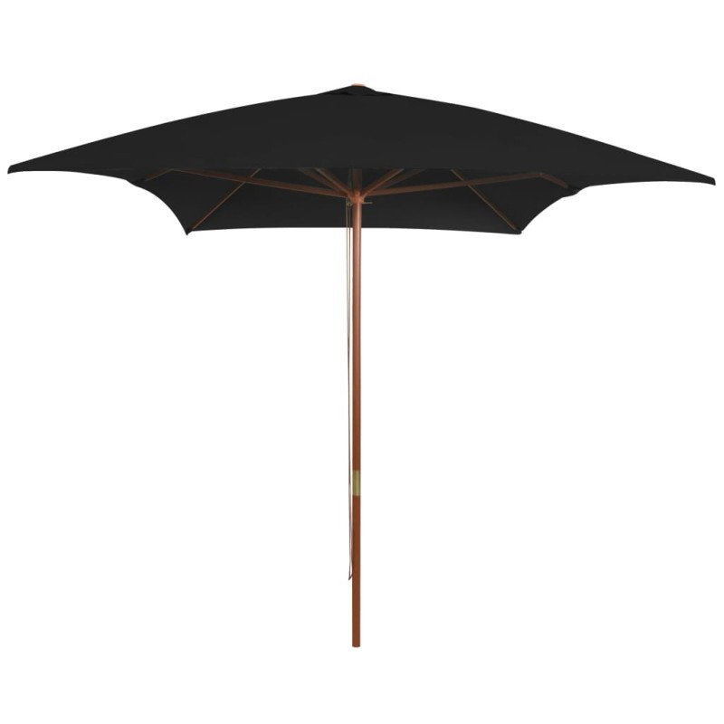 vidaXL Sonnenschirm mit Holzmast Schwarz 200x300 cm vidaXL Sonnenschirm mit Holzmast Schwarz 200x300 cm