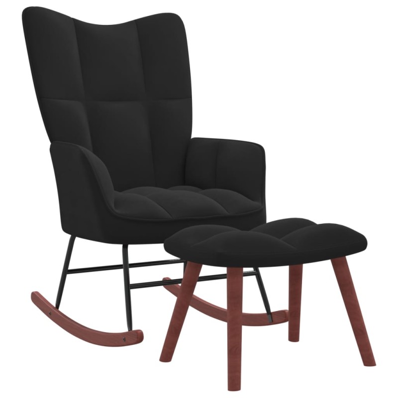 vidaXL Schaukelstuhl mit Hocker Samt Schwarz vidaXL Schaukelstuhl mit Hocker Samt Schwarz