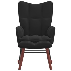 vidaXL Schaukelstuhl mit Hocker Samt Schwarz