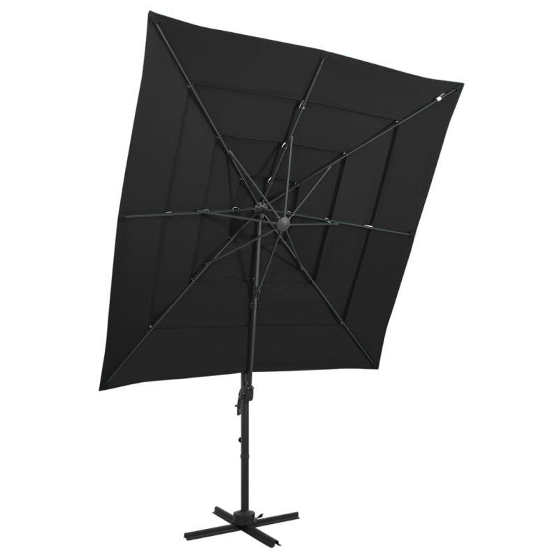 vidaXL Sonnenschirm mit Aluminium-Mast 4-lagig Schwarz 250x250 cm vidaXL Sonnenschirm mit Aluminium-Mast 4-lagig Schwarz 250x250 cm