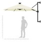 vidaXL Sonnenschirm Wandmontage mit LEDs Metallmast 300 cm Sandfarben vidaXL Sonnenschirm Wandmontage mit LEDs Metallmast 300 cm Sandfarben