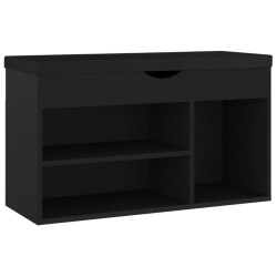 vidaXL Schuhbank mit Kissen Schwarz 80x30x47 cm Holzwerkstoff