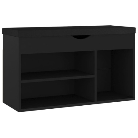 vidaXL Schuhbank mit Kissen Schwarz 80x30x47 cm Holzwerkstoff
