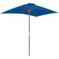 vidaXL Sonnenschirm mit Holzmast Blau 150x200 cm vidaXL Sonnenschirm mit Holzmast Blau 150x200 cm
