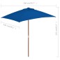 vidaXL Sonnenschirm mit Holzmast Blau 150x200 cm vidaXL Sonnenschirm mit Holzmast Blau 150x200 cm