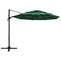 vidaXL Sonnenschirm mit Aluminium-Mast 4-lagig Grün 3x3 m