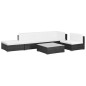 6-tlg. Garten-Lounge-Set mit Auflagen Poly Rattan Schwarz 6-tlg. Garten-Lounge-Set mit Auflagen Poly Rattan Schwarz
