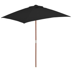vidaXL Sonnenschirm mit Holzmast Schwarz 150x200 cm