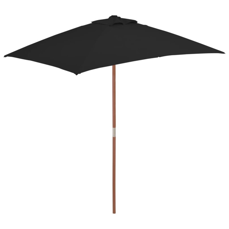 vidaXL Sonnenschirm mit Holzmast Schwarz 150x200 cm