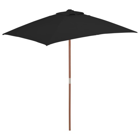 vidaXL Sonnenschirm mit Holzmast Schwarz 150x200 cm