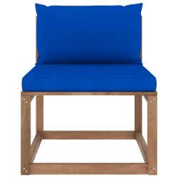 vidaXL Outdoor-Mittelsofa Paletten mit Kissen in Blau