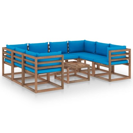 vidaXL 9-tlg. Garten-Lounge-Set mit Kissen in Hellblau