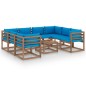 vidaXL 9-tlg. Garten-Lounge-Set mit Kissen in Hellblau vidaXL 9-tlg. Garten-Lounge-Set mit Kissen in Hellblau
